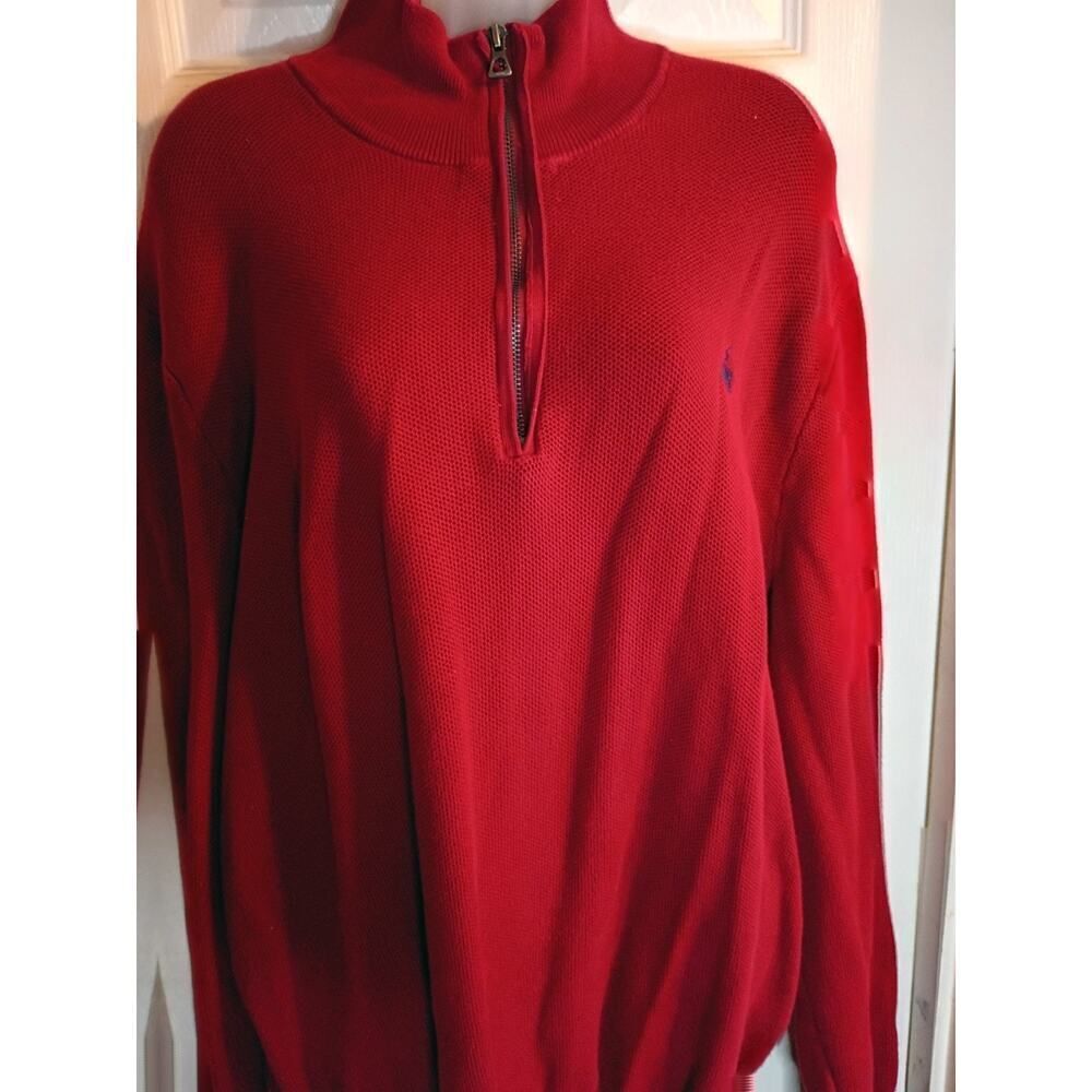 Polo Ralph Lauren Pullover Sweater Quarter Zip Red Pima Cotton Men's Sz XXL...